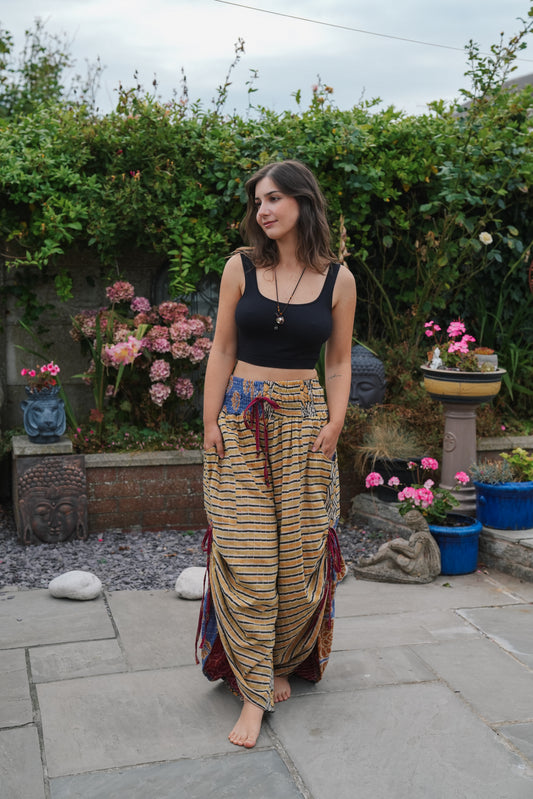 Vintage Kantha Cinched Palazzo Pants