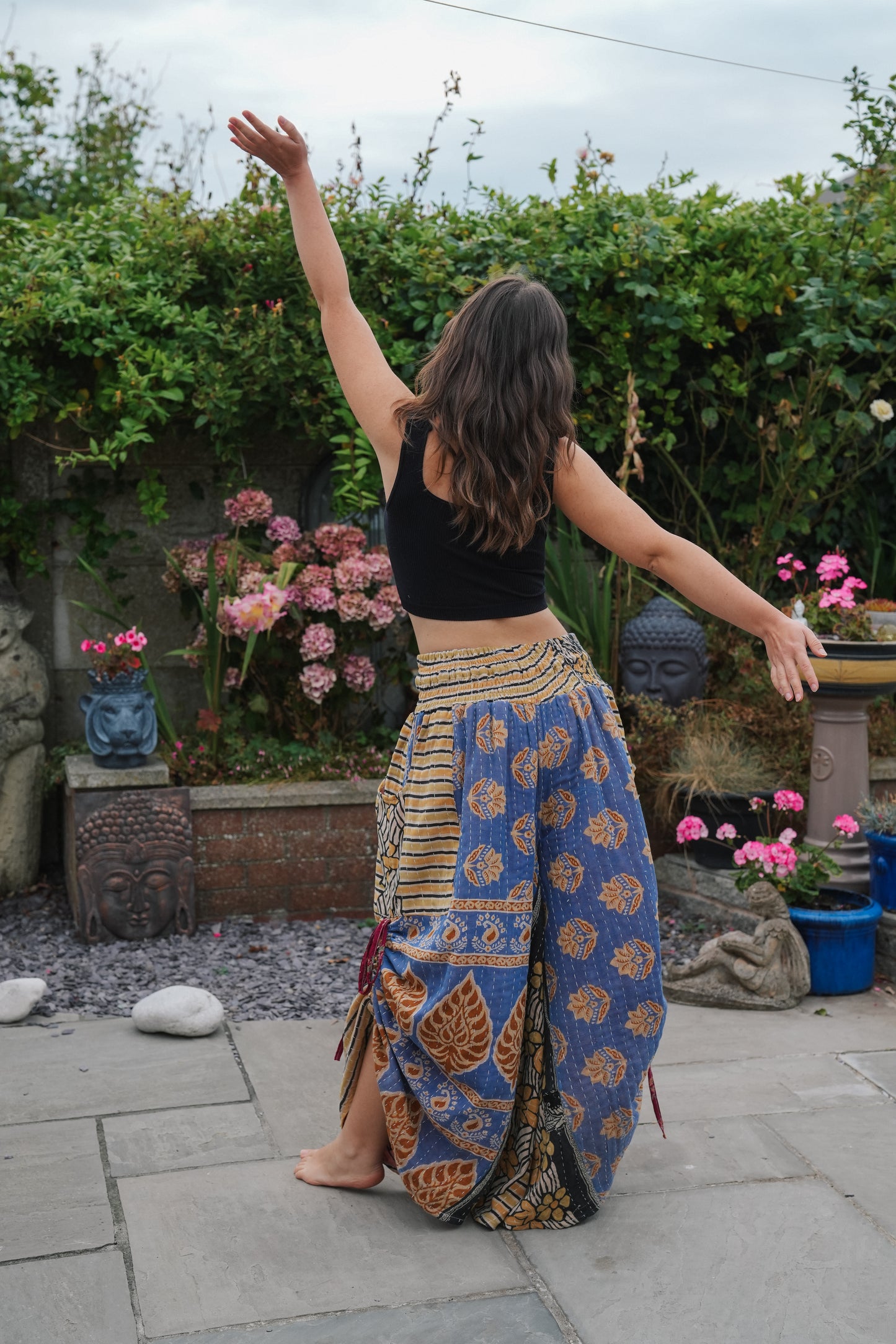 Vintage Kantha Cinched Palazzo Pants